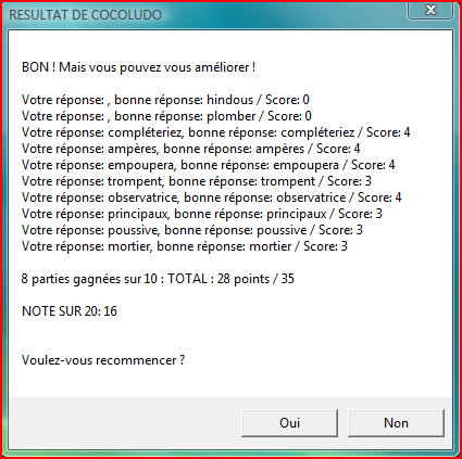 Votre score